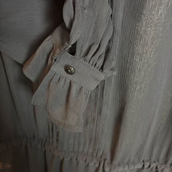 Vintage Guess Jeans Sheer Black Blouse Tunic Top Whimsigoth Dropwaist Blouson L - Picture 11 of 13